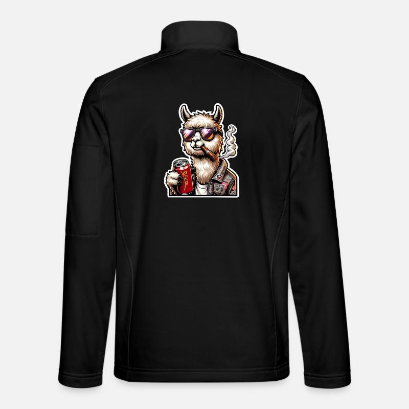 Alpaka Party Bier  - Unisex Softshelljacke - Schwarz