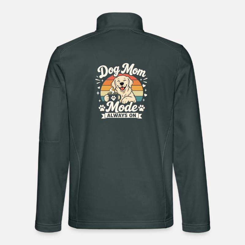 Dog Mom Mode Always On Kaffee Hundeliebe Retro Unisex Softshelljacke