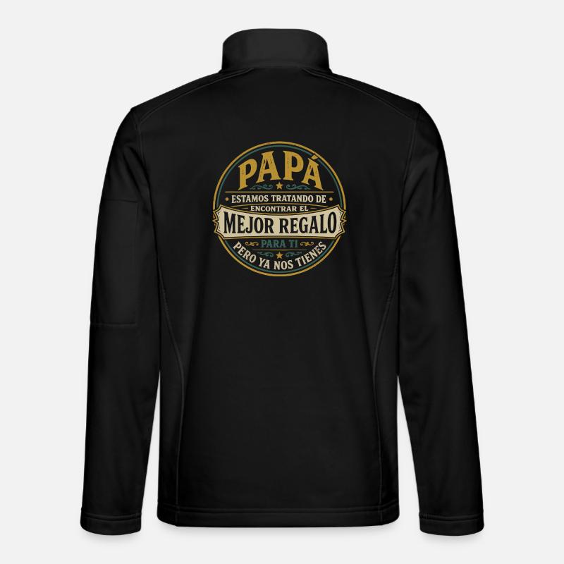 Papa Beste Geschenk Kinder Spanisch Design - Unisex Softshelljacke - Schwarz
