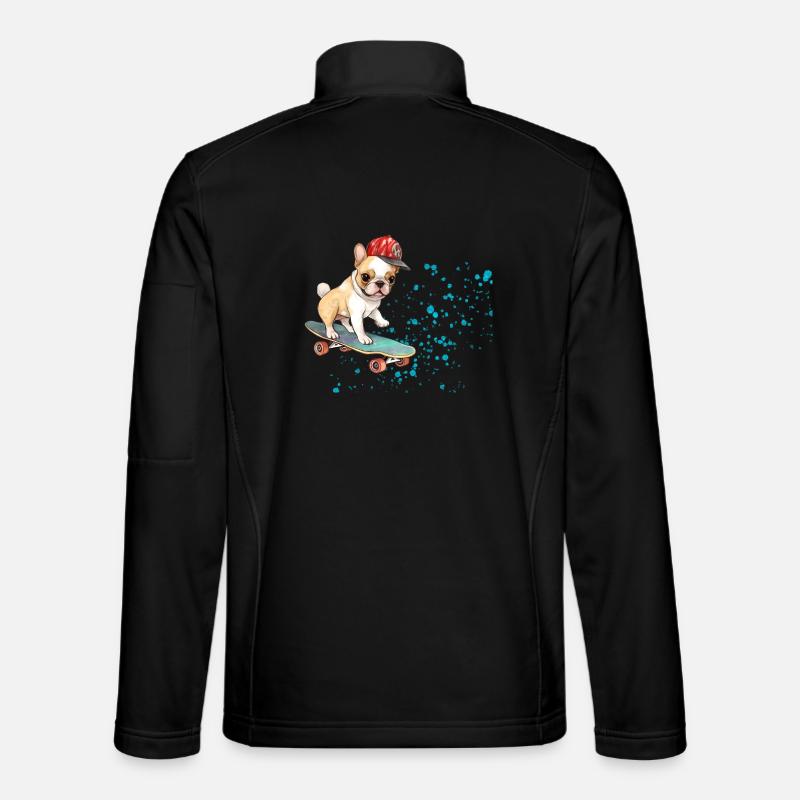 Skateboard Bulldog mit Cap - Unisex Softshelljacke - Schwarz