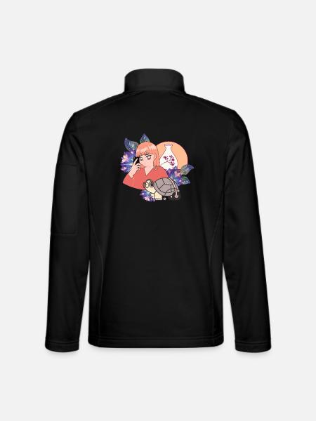 Zen-Selfie & Schildkröte in Rollstuhlkunst - Unisex Softshelljacke - Schwarz - Hinten