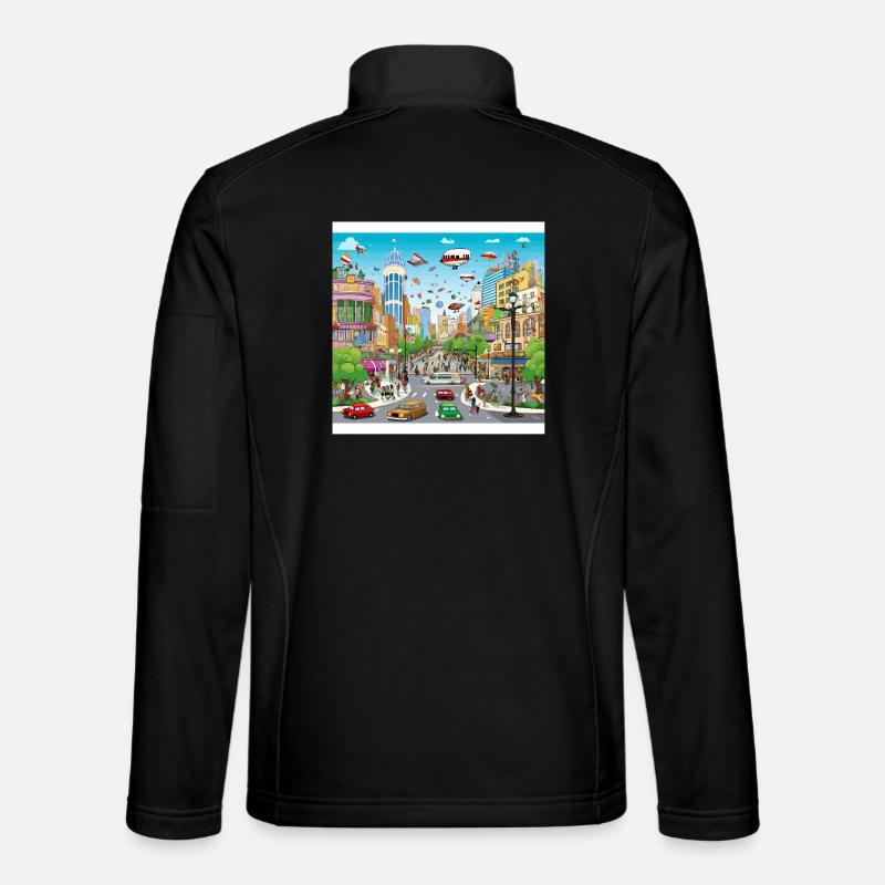 Futuristic City Flight Parade - Unisex Softshell Jacket - black