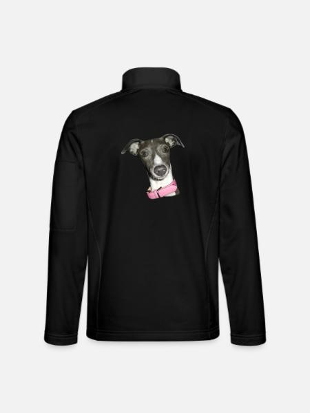 Chien Lévrier Italien Greyhound Collier rose - Veste en tissu softshell Unisexe - noir - Dos