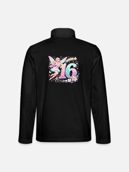 16th Birthday Elf – Pastel Graphic Design - Unisex Softshell Jacket - black