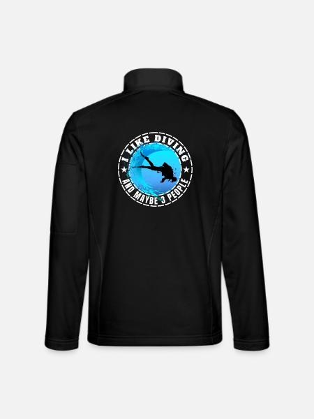 I LIKE DIVING AND MAYBE 3 PEOPLE  - Unisex Softshell Jacket - black - Back