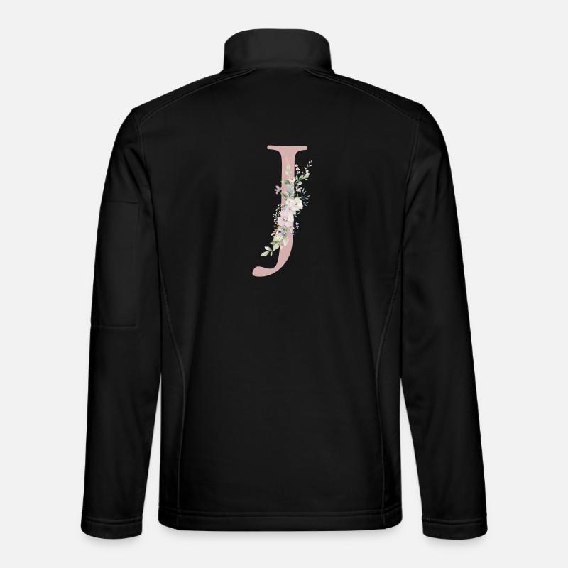 J Monogram, Floral, Personalizable - Unisex Softshell Jacket - black