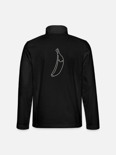 Banana Smiling Minimal Line - Unisex Softshell Jacket - black