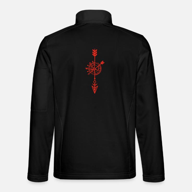 Sketch of a red compass - Unisex Softshell Jacket - black
