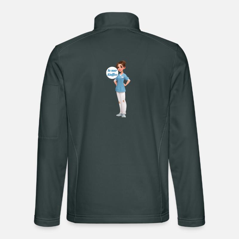 Kaffee-Nurse: Cartoonpflegerin im Dienst Unisex Softshelljacke