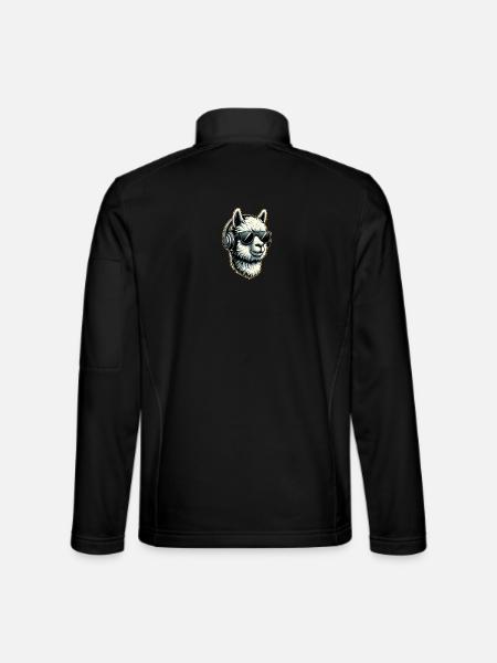 Alpaka Lama mit Kopfhörern und Sonnenbrille - Unisex Softshelljacke - Schwarz
