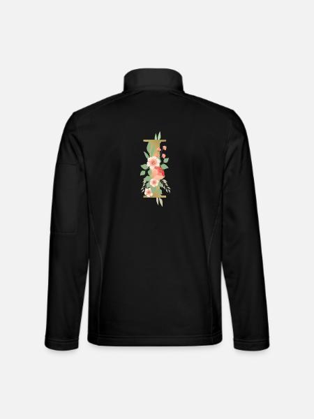 Elégante lettre 'I' avec des fleurs - Veste en tissu softshell Unisexe - noir - Dos