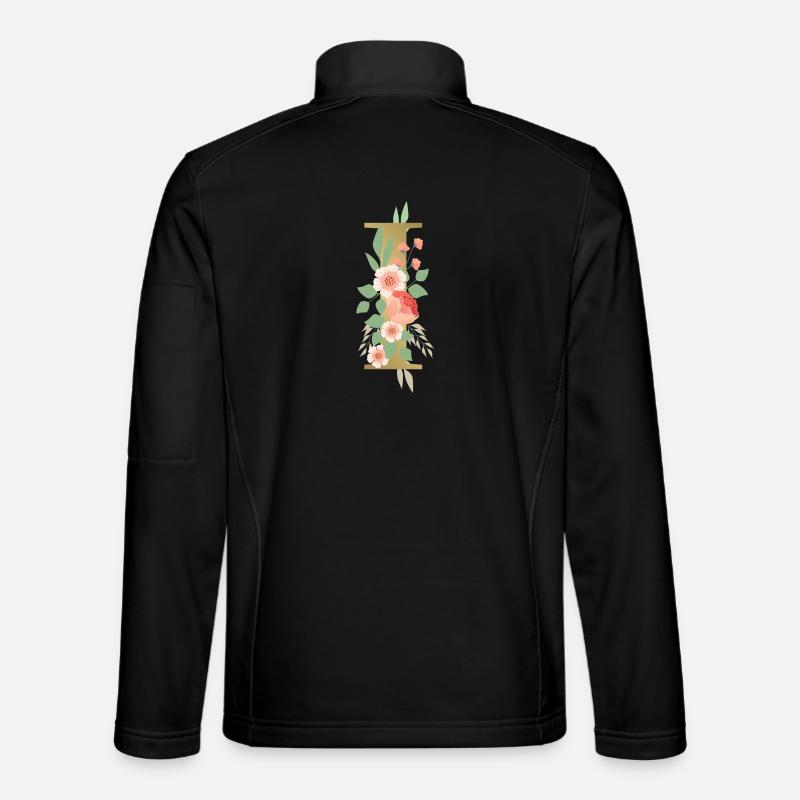 Elegant letter 'I' with flowers - Unisex Softshell Jacket - black