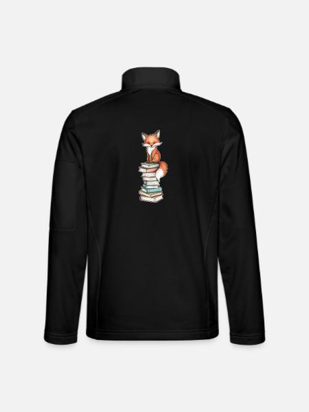 Fox on stack of books - Unisex Softshell Jacket - black
