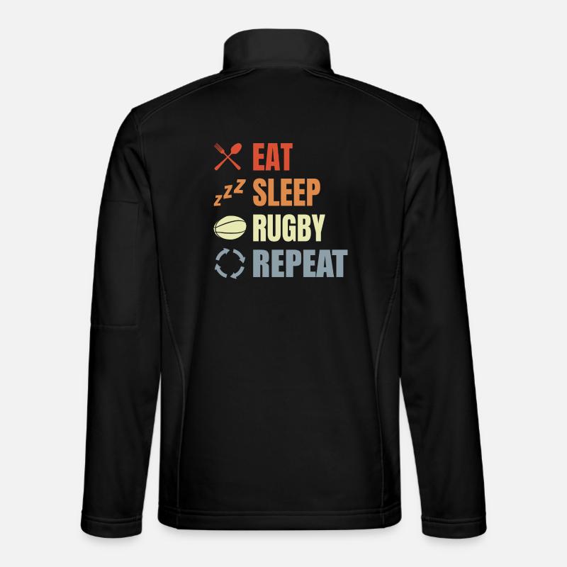 Manger dormir Rugby Répéter - Veste en tissu softshell Unisexe - noir