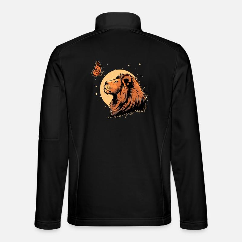 Lion with butterfly - Unisex Softshell Jacket - black