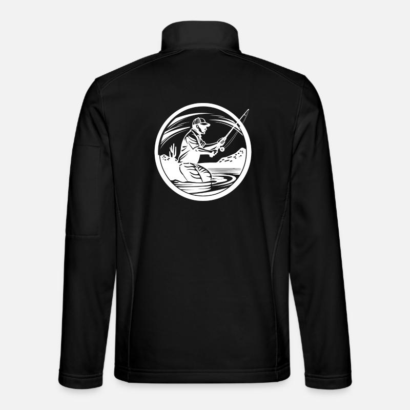 Fishing Drawing - Unisex Softshell Jacket - black