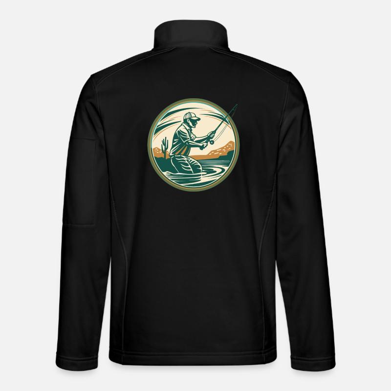 Fishing Illustration - Unisex Softshell Jacket - black