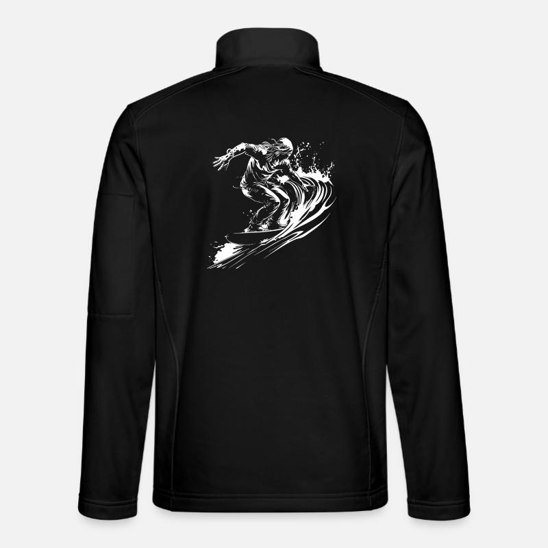 Surfer Skizze - Unisex Softshelljacke - Schwarz