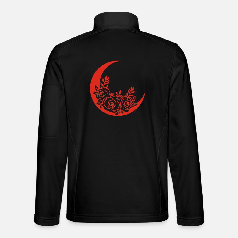 Red Flowering Moon - Unisex Softshell Jacket - black