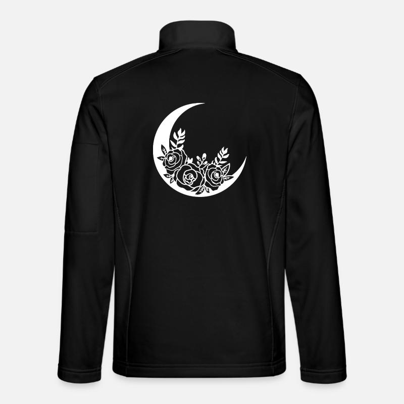 White Flowering Moon - Unisex Softshell Jacket - black