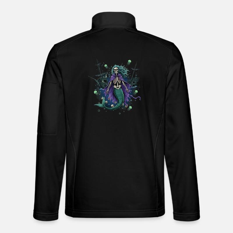 Skelett Meerjungfrau mit Geisterschiff - Unisex Softshelljacke - Schwarz