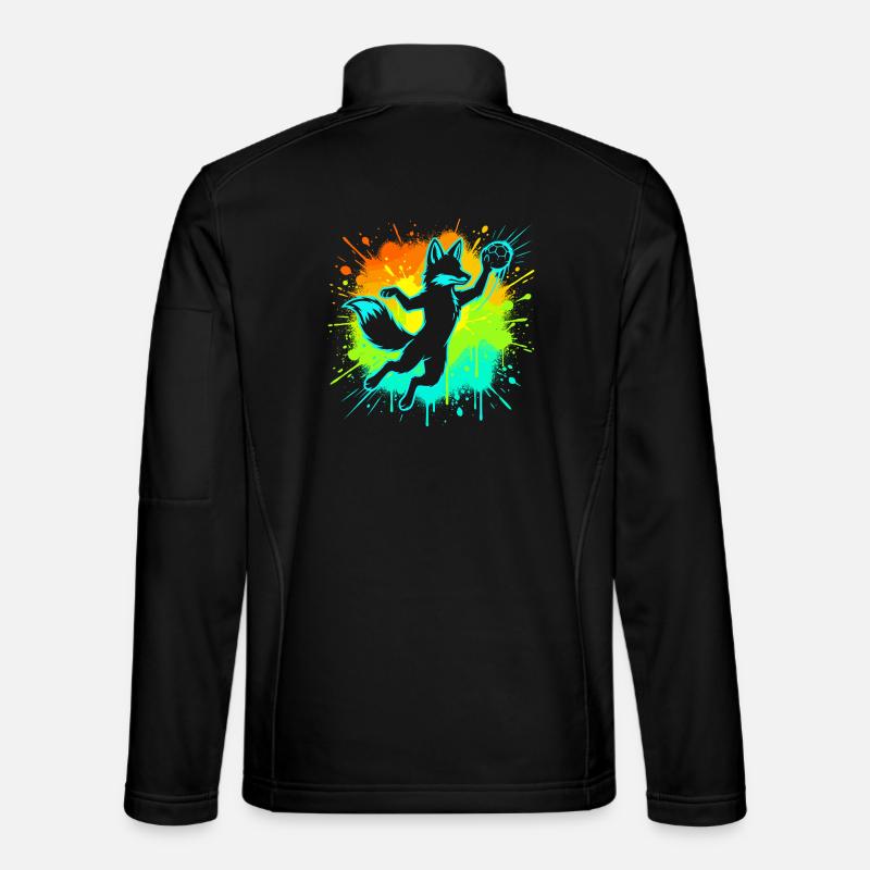 Handball Fuchs Kinder Geschenk Süß Niedlich - Unisex Softshelljacke - Schwarz