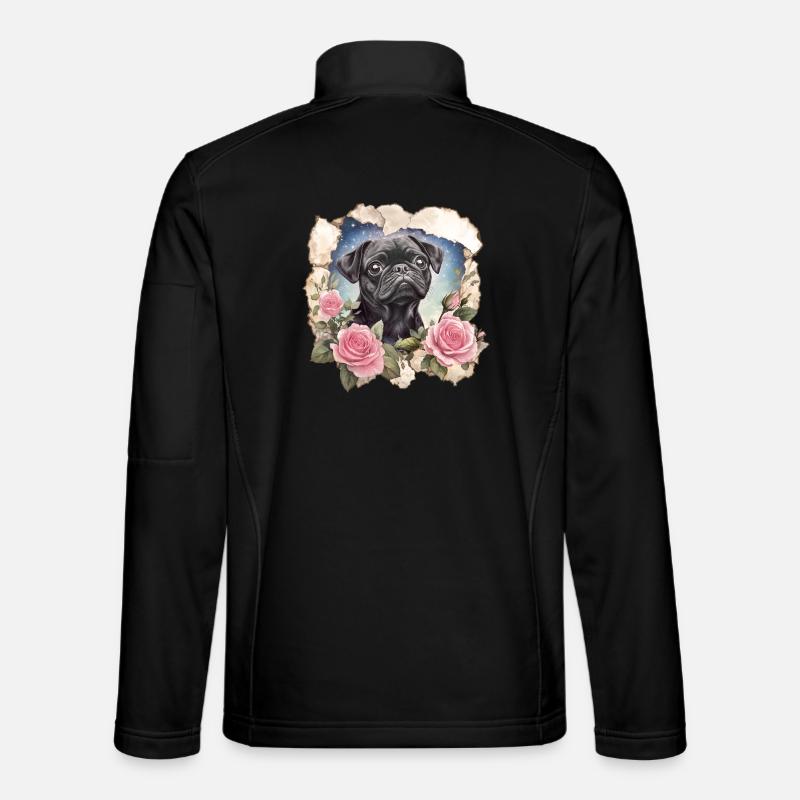 black pug - Unisex Softshell Jacket - black