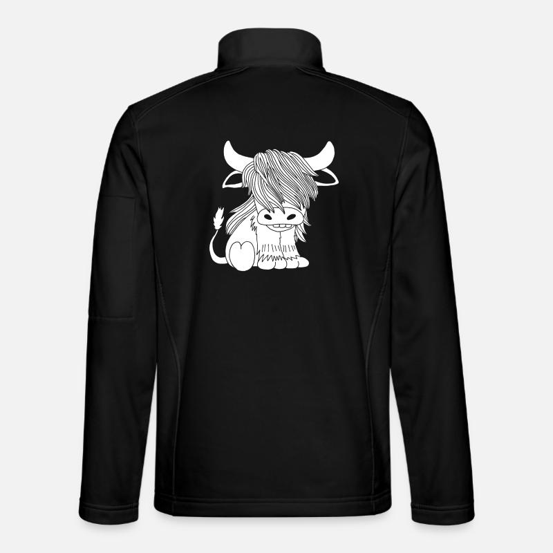 White long-haired cow - Unisex Softshell Jacket - black