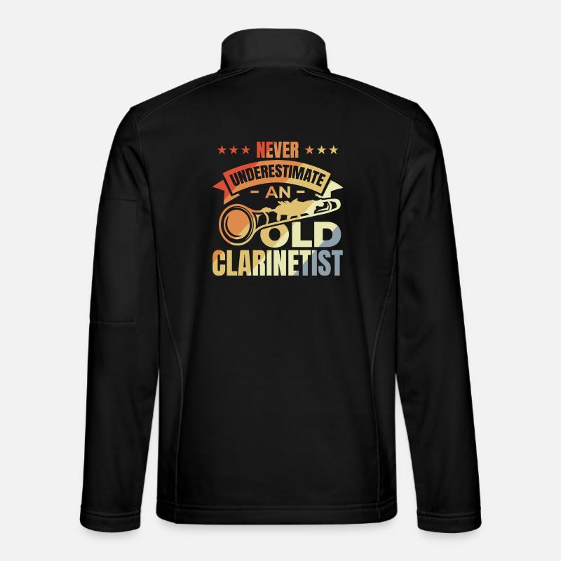 Never underestimate old clarinetists - Unisex Softshell Jacket - black