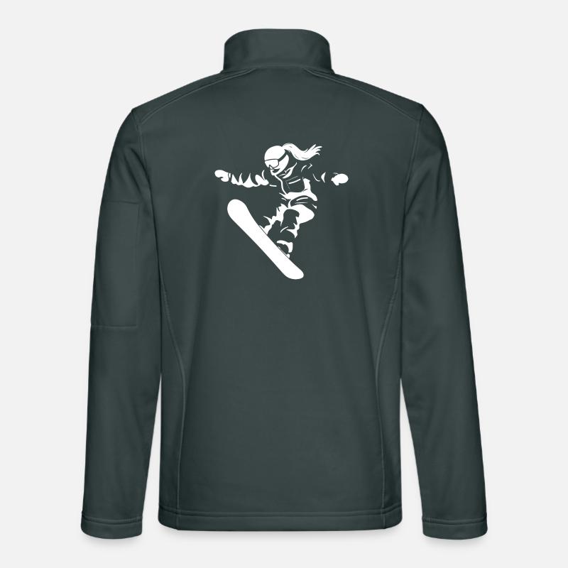 Snowboarderin Zeichnung Unisex Softshelljacke