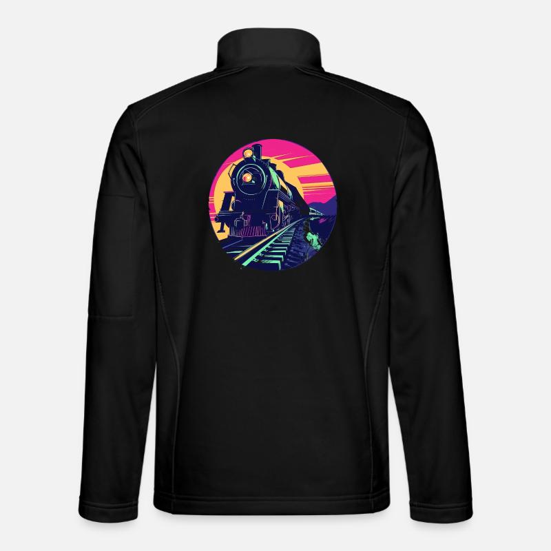 Eisenbahn Illustration - Unisex Softshelljacke - Schwarz