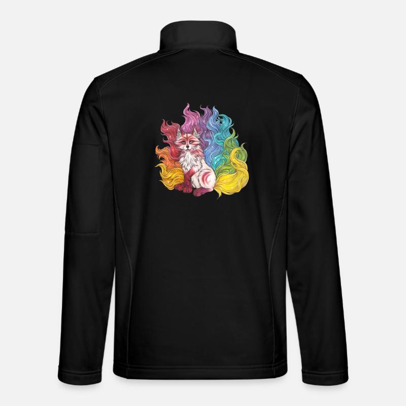 Manga Rainbow Kitsune Mythical Fox Gift Veste en tissu softshell Unisexe