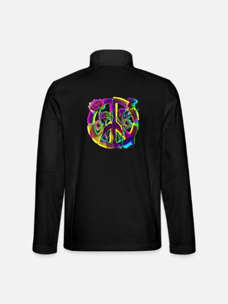 Peace Flowers Peace Demo - Unisex Softshell Jacket - black - Back