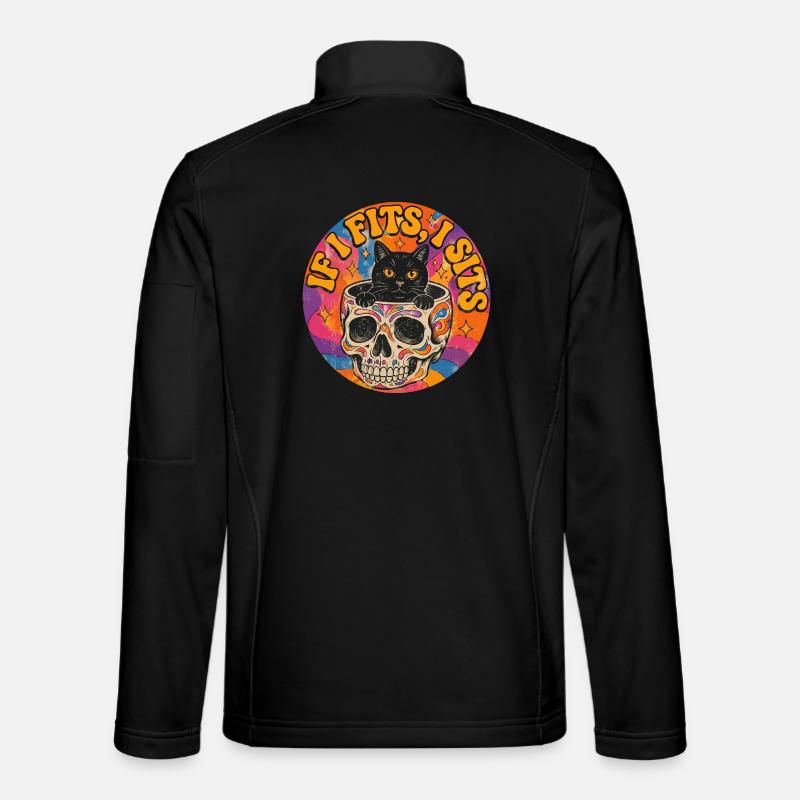 Cat in Skull Oldschool Tattoo Design Unisex Softshell Jacket