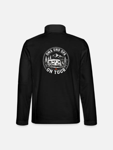 Camping Oma und Opa On Tour Shirt - Unisex Softshelljacke - Schwarz - Hinten