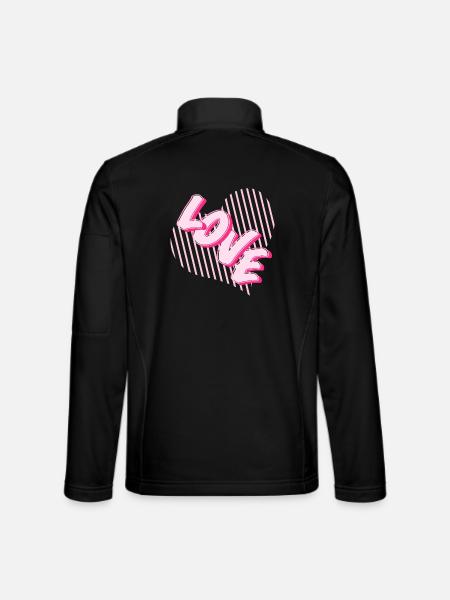 Love Neon Pink Heart typsnitt - Softshelljacka unisex - svart