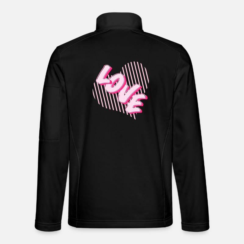 Love Neon Pink Heart Font - Unisex Softshell Jacket - black