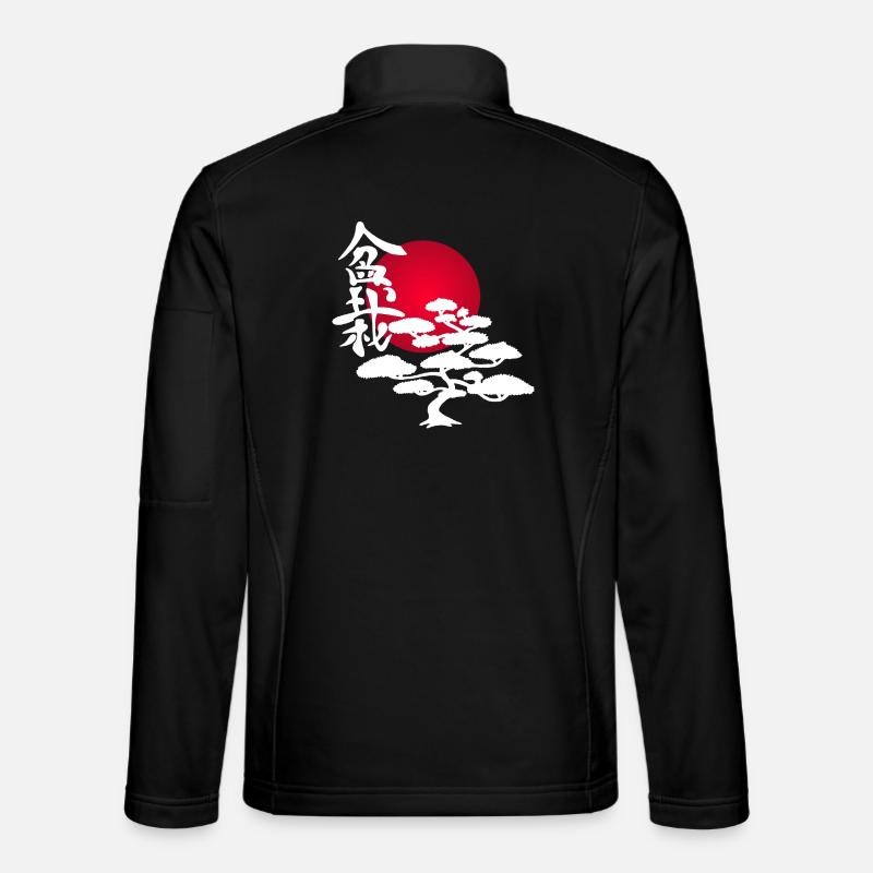 White tree and red sun - Unisex Softshell Jacket - black