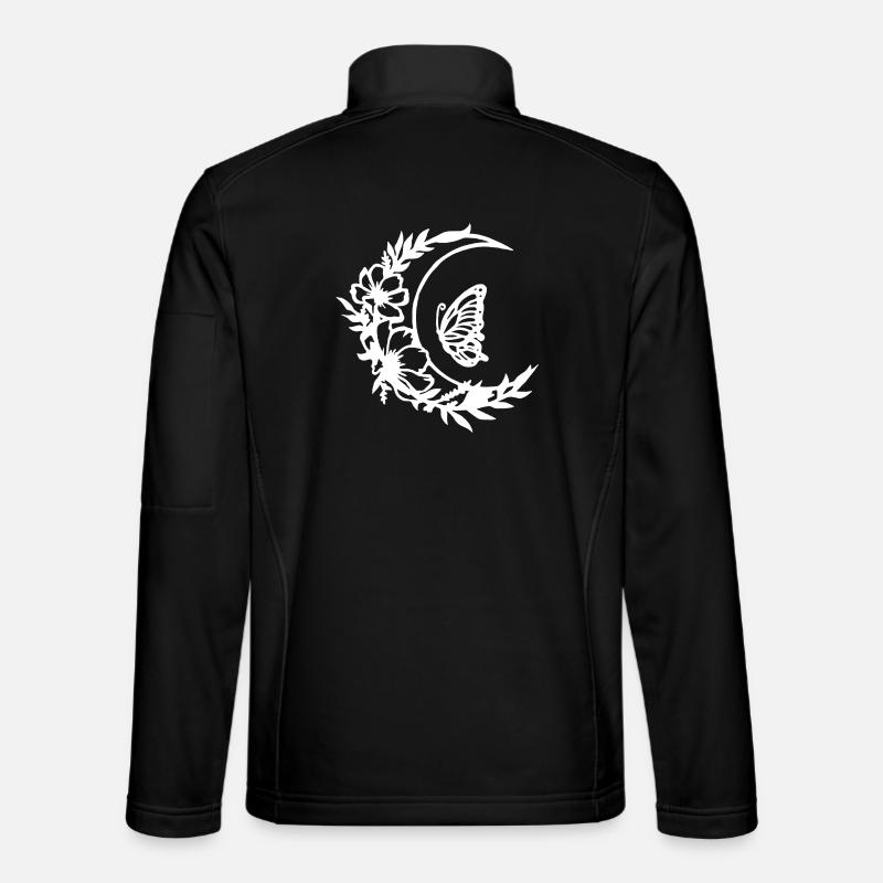 Moon flowers (white) - Unisex Softshell Jacket - black