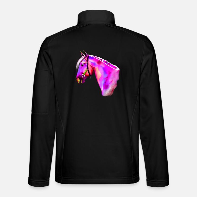 Neon Horse Head Watercolor - Unisex Softshell Jacket - black