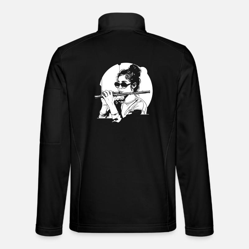 Drawing flutist - Unisex Softshell Jacket - black