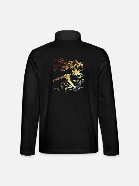 Flöte Junge Zeichnung Vintage - Unisex Softshelljacke - Schwarz