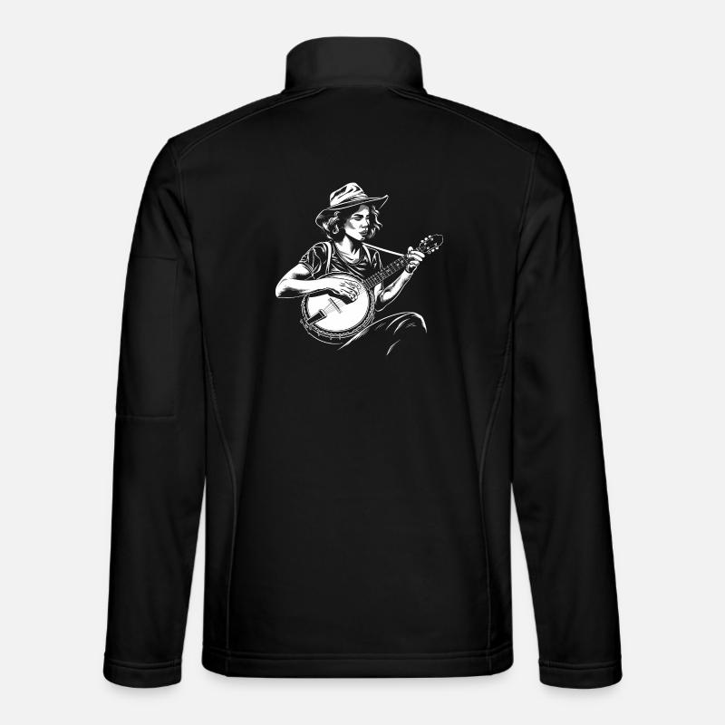 Banjo Player Sketch - Unisex Softshell Jacket - black