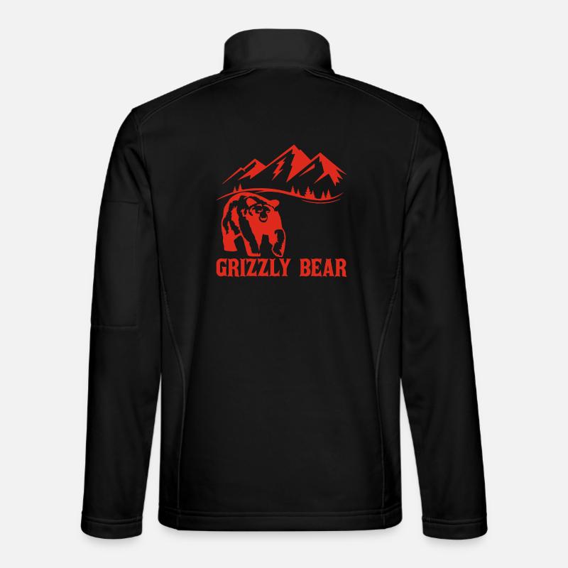 Hiking with a bear (red) - Unisex Softshell Jacket - black