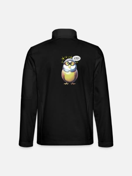 Lustiger Vogel mit Brille - Unisex Softshelljacke - Schwarz