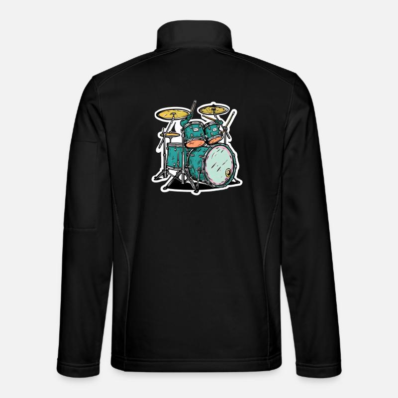 Schlagzeug Cartoon Stil - Unisex Softshelljacke - Schwarz