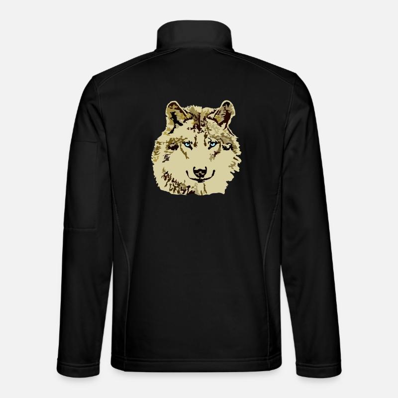 Wolf braun blaue Augen - Unisex Softshelljacke - Schwarz