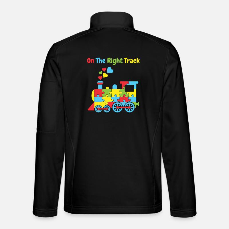 On The Right Track Autism Train - Unisex Softshell Jacket - black