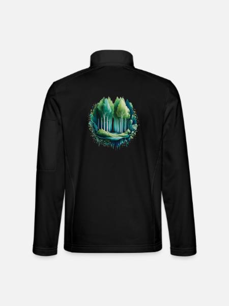Wald Langbaum Naturmalerei-Druck - Unisex Softshelljacke - Schwarz