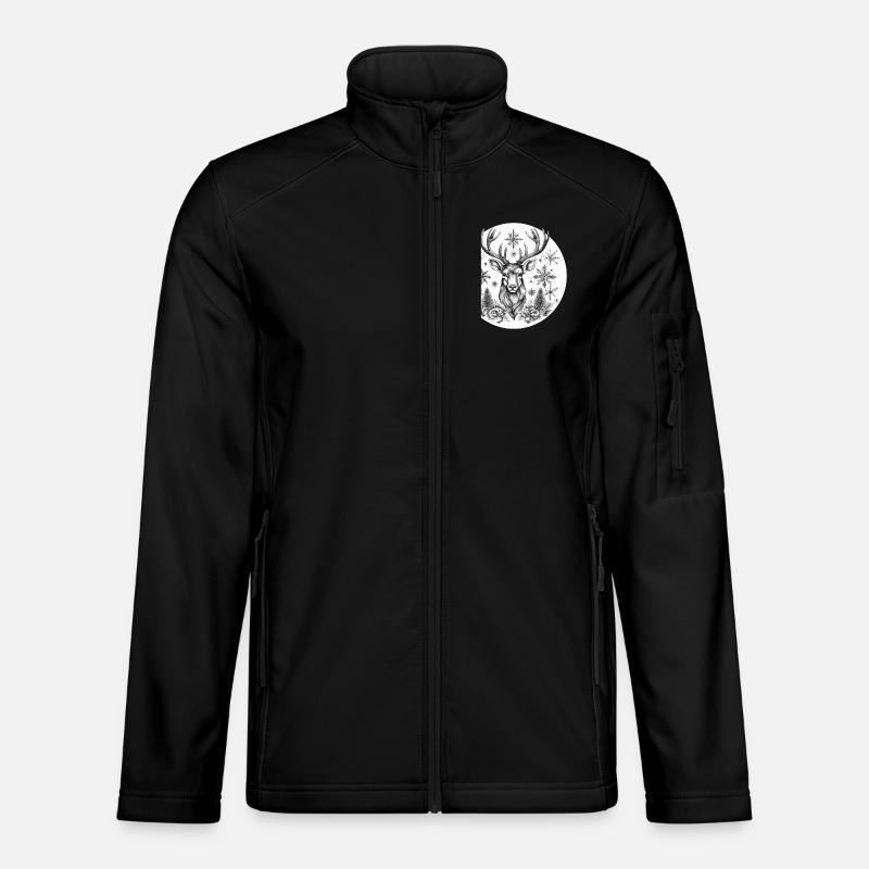 Deer Christmas b&w - Unisex Softshell Jacket - black
